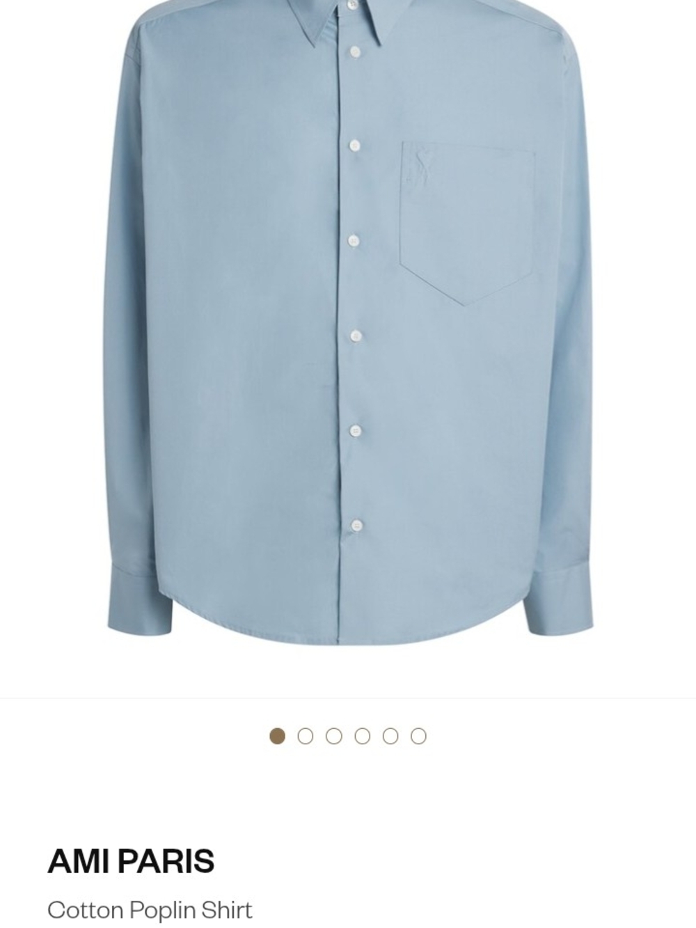 AMI Paris Men's Light Blue Cotton Poplin Dress Shirt